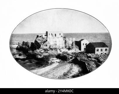 Historische Fotografie des 19. Jahrhunderts von Caesarea General View of the Mole, wo St. Paul im Antique National Comprehensive des 19. Jahrhunderts inhaftiert war Stockfoto