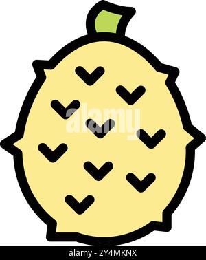 Dieses farbenfrohe Symbol zeigt eine Kiwano-Melone mit ihrer unverwechselbaren, stacheligen Schale und leuchtendem Gelb-Orange Stock Vektor