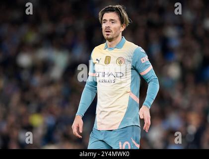 Manchester, Großbritannien. September 2024. Jack Grealish aus Manchester City während des UEFA Champions League-Spiels im Etihad Stadium in Manchester. Der Bildnachweis sollte lauten: Andrew Yates/Sportimage Credit: Sportimage Ltd/Alamy Live News Stockfoto
