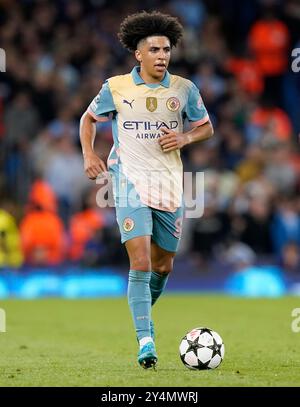 Manchester, Großbritannien. September 2024. Rico Lewis aus Manchester City während des Spiels der UEFA Champions League im Etihad Stadium in Manchester. Der Bildnachweis sollte lauten: Andrew Yates/Sportimage Credit: Sportimage Ltd/Alamy Live News Stockfoto