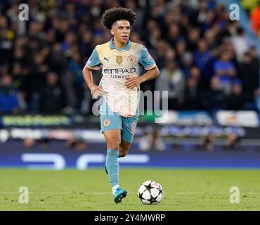 Manchester, Großbritannien. September 2024. Rico Lewis aus Manchester City während des Spiels der UEFA Champions League im Etihad Stadium in Manchester. Der Bildnachweis sollte lauten: Andrew Yates/Sportimage Credit: Sportimage Ltd/Alamy Live News Stockfoto