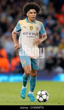 Manchester, Großbritannien. September 2024. Rico Lewis aus Manchester City während des Spiels der UEFA Champions League im Etihad Stadium in Manchester. Der Bildnachweis sollte lauten: Andrew Yates/Sportimage Credit: Sportimage Ltd/Alamy Live News Stockfoto