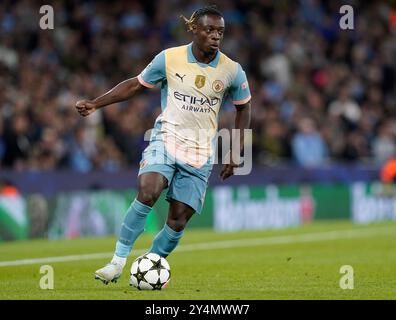 Manchester, Großbritannien. September 2024. Jeremy Doku von Manchester City während des Spiels der UEFA Champions League im Etihad Stadium in Manchester. Der Bildnachweis sollte lauten: Andrew Yates/Sportimage Credit: Sportimage Ltd/Alamy Live News Stockfoto