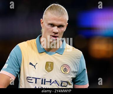 Manchester, Großbritannien. September 2024. Erling Haaland von Manchester City während des Spiels der UEFA Champions League im Etihad Stadium in Manchester. Der Bildnachweis sollte lauten: Andrew Yates/Sportimage Credit: Sportimage Ltd/Alamy Live News Stockfoto