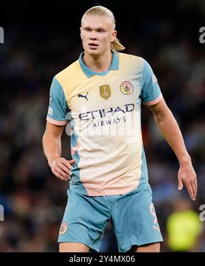 Manchester, Großbritannien. September 2024. Erling Haaland von Manchester City während des Spiels der UEFA Champions League im Etihad Stadium in Manchester. Der Bildnachweis sollte lauten: Andrew Yates/Sportimage Credit: Sportimage Ltd/Alamy Live News Stockfoto