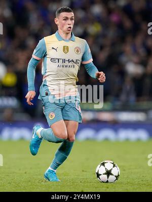 Manchester, Großbritannien. September 2024. Phil Foden von Manchester City während des Spiels der UEFA Champions League im Etihad Stadium in Manchester. Der Bildnachweis sollte lauten: Andrew Yates/Sportimage Credit: Sportimage Ltd/Alamy Live News Stockfoto