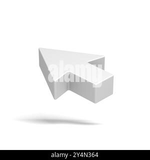 Mauszeiger isoliert auf weißem Hintergrund. Pfeil. Zeigersymbol. 3D-Abbildung. Stockfoto