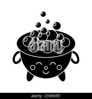 Schwarze Silhouette des netten Zaubertrank Kessels, Glyphe Icon flache Vektor Illustration Stock Vektor