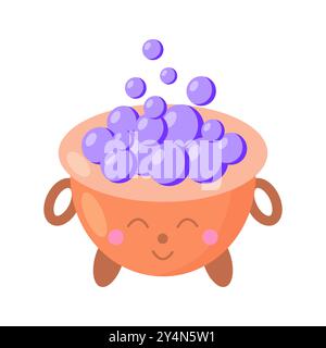 Niedlicher Zaubertrank-Kessel im Kawaii-Stil, magisches Element der Kinder, Vektorillustration Stock Vektor