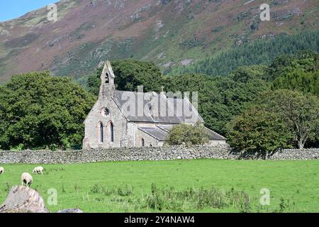 St. Bega's Kirche am Ufer des Bassenthwaite Sees, Cumbria. Stockfoto