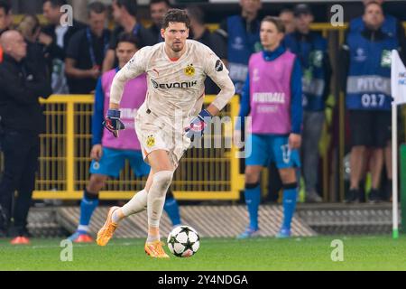 Brügge, Belgien. September 2024. BRÜGGE, BELGIEN - 18. SEPTEMBER: Gregor Kobel von Borussia Dortmund beim Spiel der UEFA Champions League 2024/25 Phase MD1 zwischen Club Brugge KV und Borussia Dortmund im Jan Breydelstadion am 18. September 2024 in Brügge. (Foto: Joris Verwijst/BSR Agency) Credit: BSR Agency/Alamy Live News Stockfoto