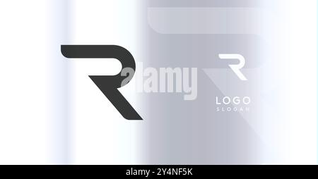 Auffallendes futuristisches Logo-Monogramm, schlanker minimalistischer Buchstabe R für innovatives Technologieunternehmen, Science Bio Lab, Sportlabel, futuristisch und kosmisch inspiriert Stock Vektor