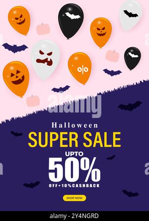 Vektor-Illustration von Happy Halloween Sale Social Media Feed Vorlage Stock Vektor