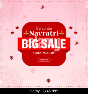 Vektor-Illustration der Vorlage für Social Media Feed Happy Navratri Sale Stock Vektor