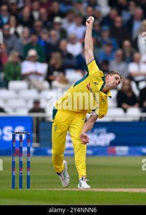 Nottingham, Großbritannien. September 2024. GREEN (Australia) Bowling : während des ersten Metro Bank One Day International Match England gegen Australien in Trent Bridge, Nottingham, Großbritannien, 19. September 2024 (Foto: Mark Dunn/News Images) in Nottingham, Großbritannien am 19. September 2024. (Foto: Mark Dunn/News Images/SIPA USA) Credit: SIPA USA/Alamy Live News Stockfoto