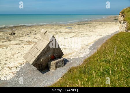 Deutscher Blockhaus Bunker Im Zweiten Weltkrieg, Quiberville, Normandie, Frankreich Stockfoto