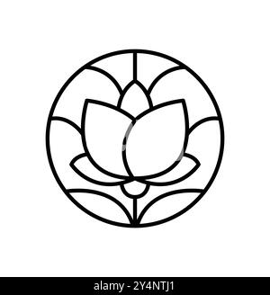 Vektor einfache Blume Logo Linie Design. Elegantes Element im trendigen linearen Stil. Abstraktes Emblem für Blumenläden oder Studios, Hochzeitsfloristen Stock Vektor