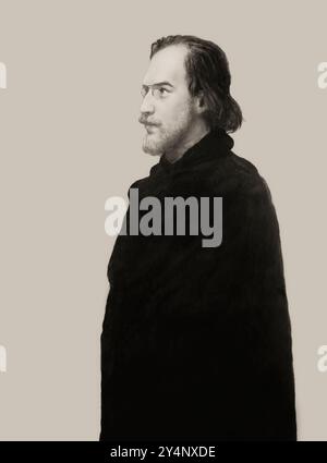 Erik Satie, 1866–1925, französischer Komponist und Pianist, Porträt digital nach Fotografie bearbeitet Stockfoto