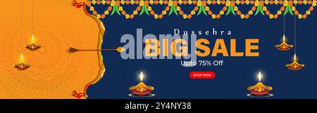 Vektor-Illustration von Happy Dussehra Sale Social-Media-Feed-Vorlage Stock Vektor
