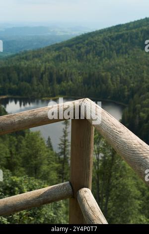 Der Bayerische Wald ist ein atemberaubendes Naturparadies mit dichten Wäldern, majestätischen Bergen und klaren Bergseen, perfekt für Outdoor-Abenteuer. Stockfoto