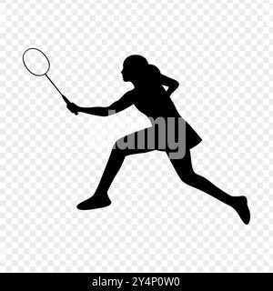 Vektor-Illustration der Silhouette der Tennisspielerin auf transparentem Hintergrund Stock Vektor