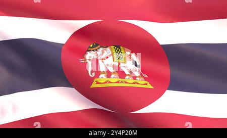 3D-Rendering - die Flagge der Seefahrt von Thailand winkt im Wind. Stockfoto