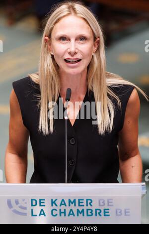 Brüssel, Belgien September 2024. Julie Taton, Bild auf einer Plenartagung des Plenums im Bundesparlament am Donnerstag, den 19. September 2024, in Brüssel. BELGA FOTO BENOIT DOPPAGNE Credit: Belga News Agency/Alamy Live News Stockfoto