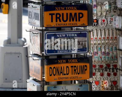 NEW YORK – USA – 28. AUGUST 2024: Donald Trump Merchandise 2024 – Make America Great Again – Take America Back – Plaque Stockfoto