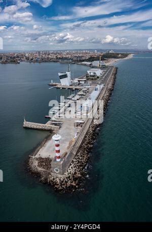 Luftaufnahme zum Hafen von Burgas, Bulgarien Stockfoto