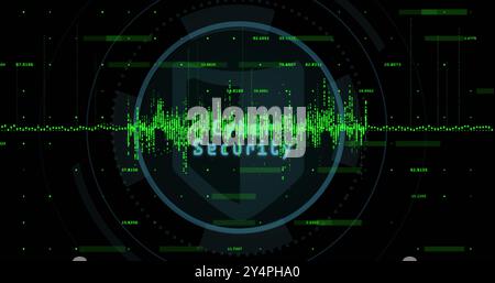 Bild der Abschirmung und des Oszilloskops über die Datenverarbeitung Stockfoto