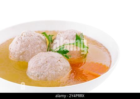 Gemüsesuppe mit Hähnchenfleisch in einer Schüssel Stockfoto