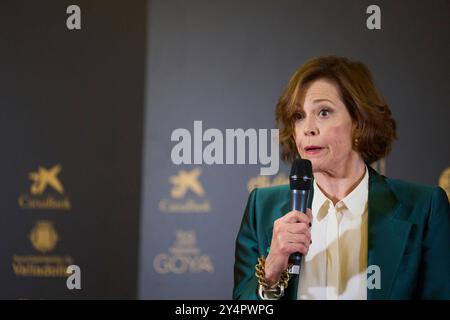 Sigourney Weaver nimmt 38 am 9. Februar 2024 im Rathaus in Valladolid, Spanien, als Gewinner des International Goya Award 2024 Teil. Stockfoto