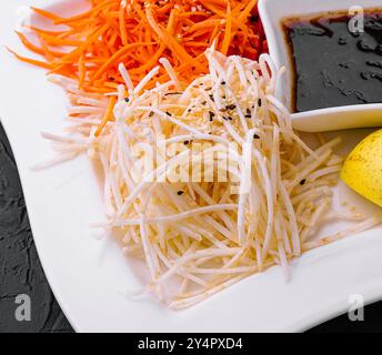 Salat mit geriebener Karotte, Roter Beete und Sellerie Stockfoto