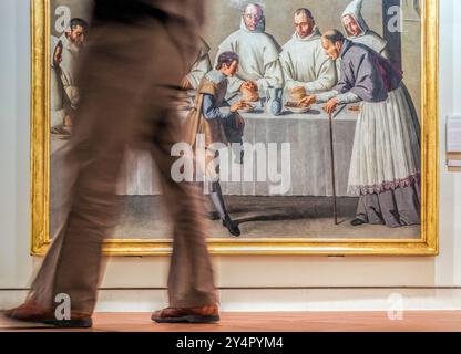 Sevilla, Spanien, 21. März 2009, Kunstliebhaber erkunden die faszinierende Malerei von Francisco de Zurbarans in Raum X des Museums der Schönen Künste in Sevilla, Spai Stockfoto