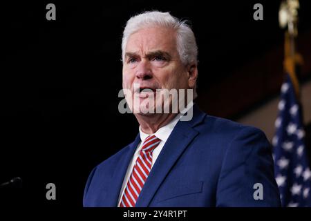 Washington, Vereinigte Staaten. September 2024. Der US-Repräsentant Tom Emmer (Republikaner von Minnesota) wird am Dienstag, den 10. September 2024, im Capitol Building in Washington DC bei einer Pressekonferenz mit der Führung des Repräsentantenhauses der Republikanischen Partei gesehen. Quelle: Aaron Schwartz/CNP/dpa/Alamy Live News Stockfoto