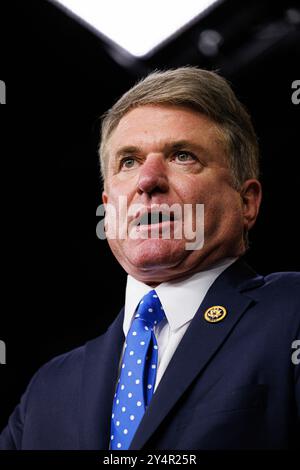 Der US-Repräsentant Michael McCaul (Republikaner von Texas) hält eine Rede während einer Pressekonferenz mit der Führung des Repräsentantenhauses im Capitol Building in Washington DC am Dienstag, den 10. September 2024. Quelle: Aaron Schwartz/CNP Stockfoto