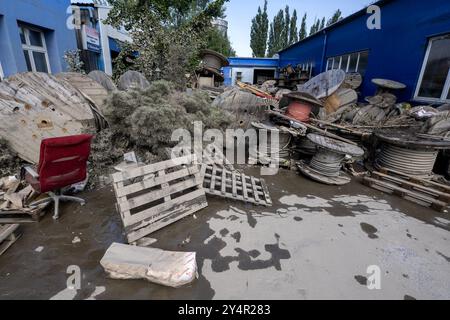 Ostrava, Tschechische Republik. September 2024. Nach einem Hochwasser bei der Firma Argos, die Elektroinstallationsmaterialien verkauft, in Ostrava, Tschechien, am 19. September 2024. Quelle: VIT Simanek/CTK Photo/Alamy Live News Stockfoto