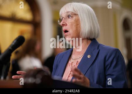 Washington, Vereinigte Staaten. September 2024. Der US-Senator Patty Murray (Demokrat von Washington) wird am Dienstag, den 10. September 2024, im Capitol Building in Washington DC während einer Pressekonferenz nach dem Mittagessen gesehen. Quelle: Aaron Schwartz/CNP/dpa/Alamy Live News Stockfoto