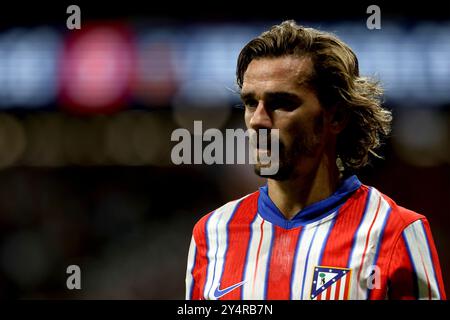 Madrid, Spanien. September 2024. Madrid, Spanien; 15.09.2024.- Atlético de Madrid schlägt Valencia C.F. 3:0. Am 5. Spieltag der spanischen Fußballliga 2024-2025. Atletico de Madrid mit Toren von Conor Gallagher 39', Antoine Griezmann 54' und Julián Álvarez 90 4'. Vermerk: Juan Carlos Rojas./dpa/Alamy Live News Stockfoto