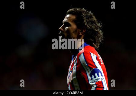 Madrid, Spanien. September 2024. Madrid, Spanien; 15.09.2024.- Atletico de Madrid Spieler Antoine Griezmann. Atlético de Madrid schlägt Valencia C.F. mit 3:0. Am 5. Spieltag der spanischen Fußballliga 2024-2025. Atletico de Madrid mit Toren von Conor Gallagher 39', Antoine Griezmann 54' und Julián Álvarez 90 4'. Vermerk: Juan Carlos Rojas./dpa/Alamy Live News Stockfoto