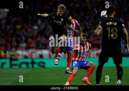 Madrid, Spanien. September 2024. Madrid, Spanien; 15.09.2024.- Atlético de Madrid schlägt Valencia C.F. 3:0. Am 5. Spieltag der spanischen Fußballliga 2024-2025. Atletico de Madrid mit Toren von Conor Gallagher 39', Antoine Griezmann 54' und Julián Álvarez 90 4'. Vermerk: Juan Carlos Rojas./dpa/Alamy Live News Stockfoto