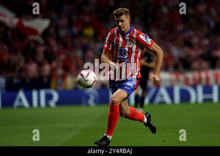 Madrid, Spanien. September 2024. Madrid, Spanien; 15.09.2024.- Atlético de Madrid schlägt Valencia C.F. 3:0. Am 5. Spieltag der spanischen Fußballliga 2024-2025. Atletico de Madrid mit Toren von Conor Gallagher 39', Antoine Griezmann 54' und Julián Álvarez 90 4'. Vermerk: Juan Carlos Rojas./dpa/Alamy Live News Stockfoto