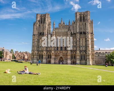 September 2024: Wells Cathedral in Somerset, Englands kleinster Stadt Stockfoto