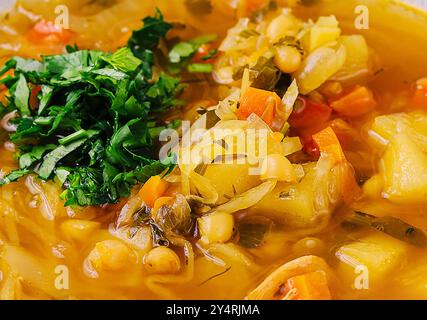 Gemüsesuppe Nahaufnahme Hintergrund Stockfoto