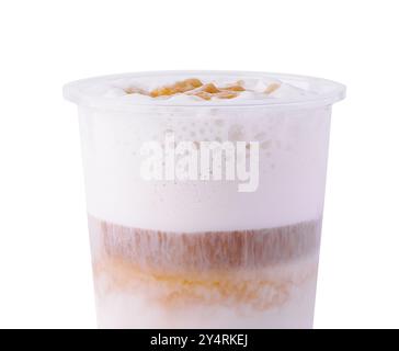 Thai-Eistee mit Bläschen im Plastikbecher Stockfoto