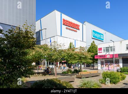 Das Freizeitzentrum Redrock, von Suffragette Square, Bridgefield Street, Stockport, GTR Manchester, England, Großbritannien Stockfoto