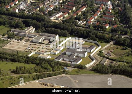 Gefängnis in Gelsenkirchen. Gefängnis. Correctional Centre. JVA, Luftaufnahme, Gefängnisgefängnis Gelsenkirchen, Ruhrgebiet Stockfoto