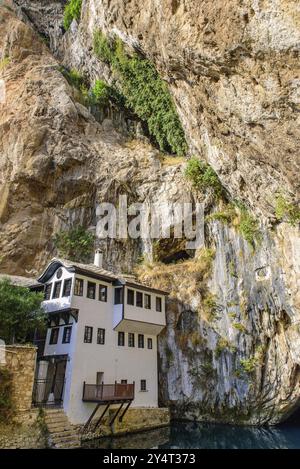 Blagaj Tekke und Buna River Spring in Mostar, Bosnien und Herzegowina, Europa Stockfoto