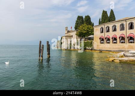 Villa Guarinti in Punta San Vigilio, Tourismus, Reisen, Bauen, See, hafen, Residenz, historisch, mittelmeer, Gardasee, Italien, Europa Stockfoto