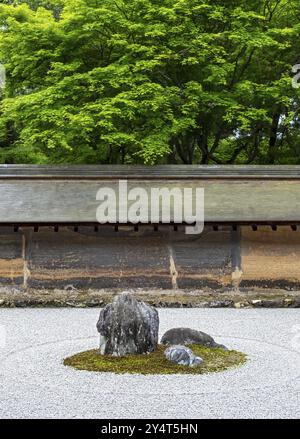 Kare-sansui, trockene Landschaft Zen Tempelgarten, Ryoan-JI, Kyoto, Japan, Asien Stockfoto